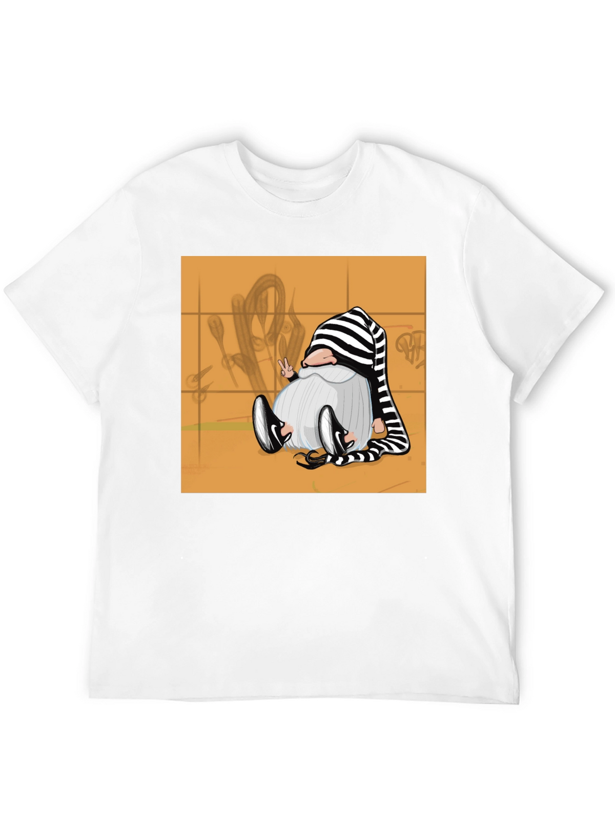Striped Hat Gnome Graphic Tee