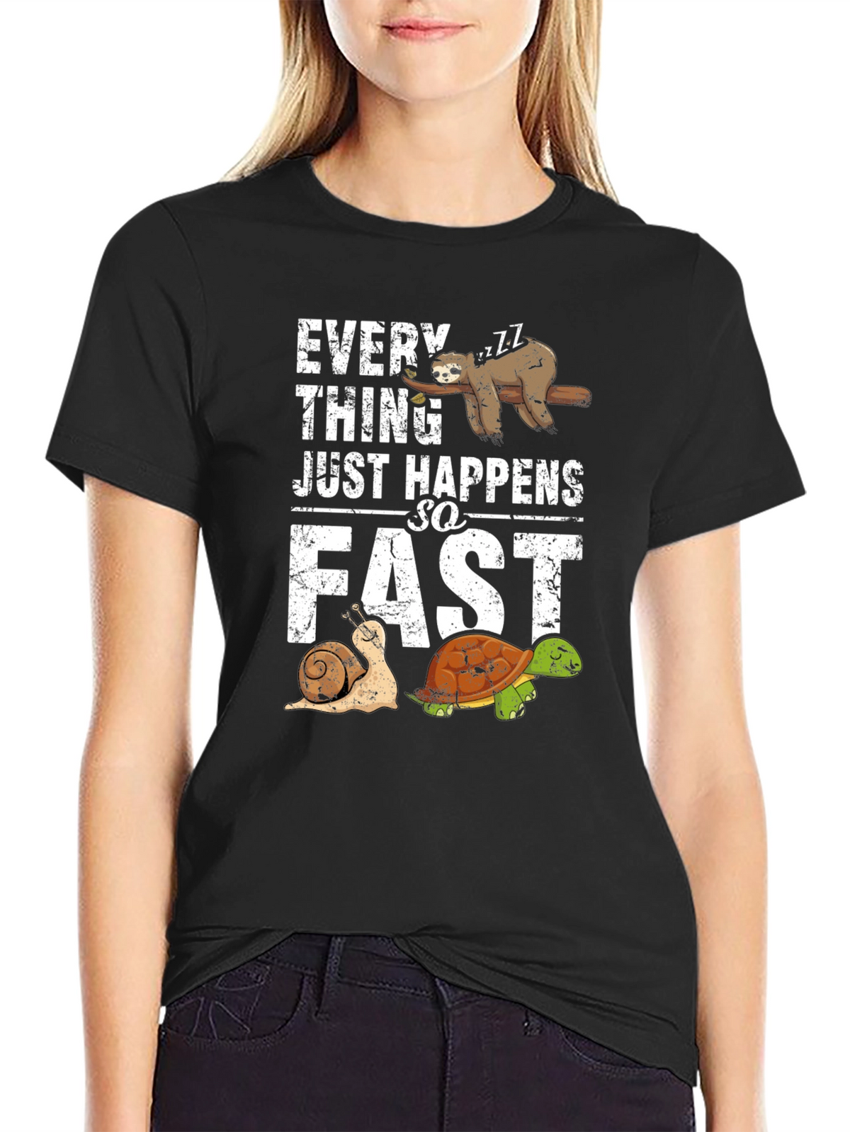Funny Sloth Snail Turtle Graphic T-Shirt