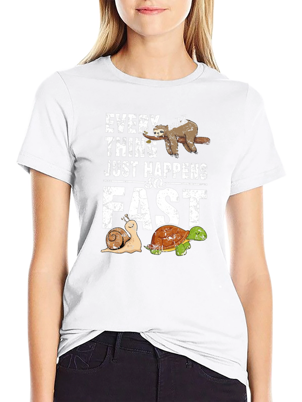 Funny Sloth Snail Turtle Graphic T-Shirt