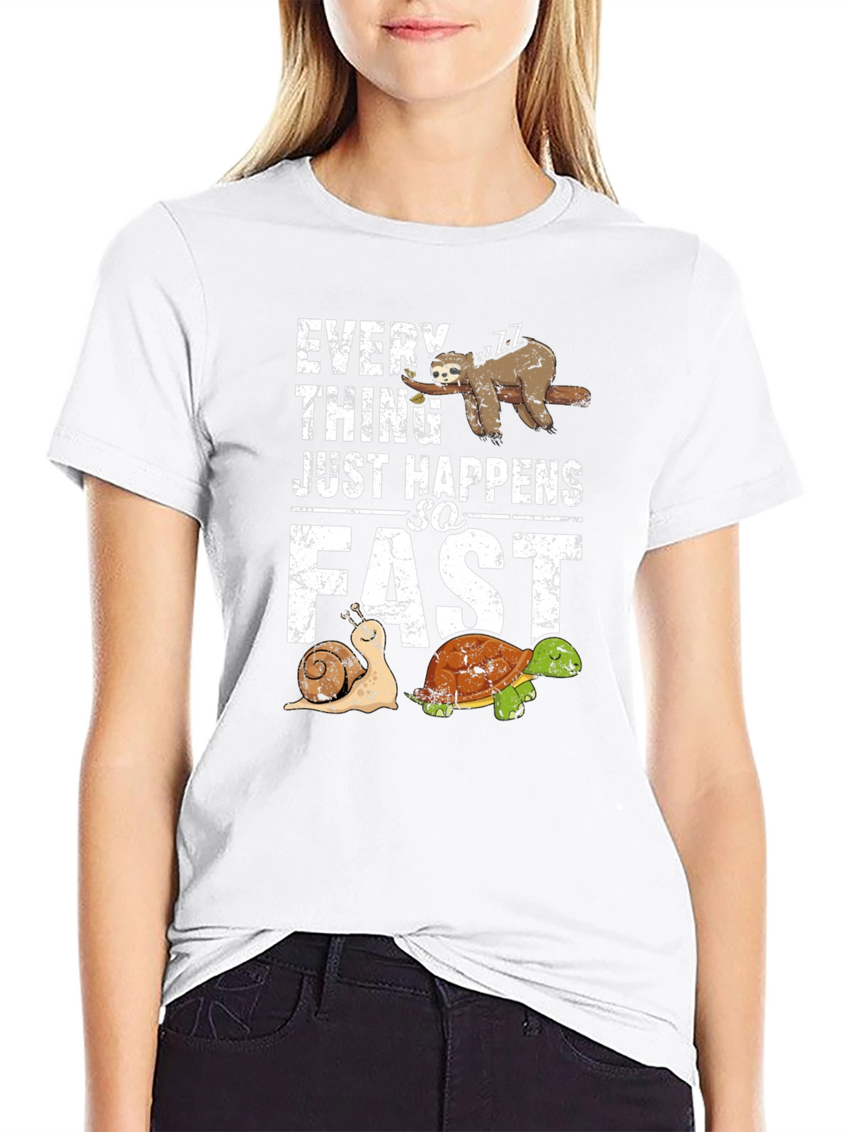 Funny Sloth Snail Turtle Graphic T-Shirt