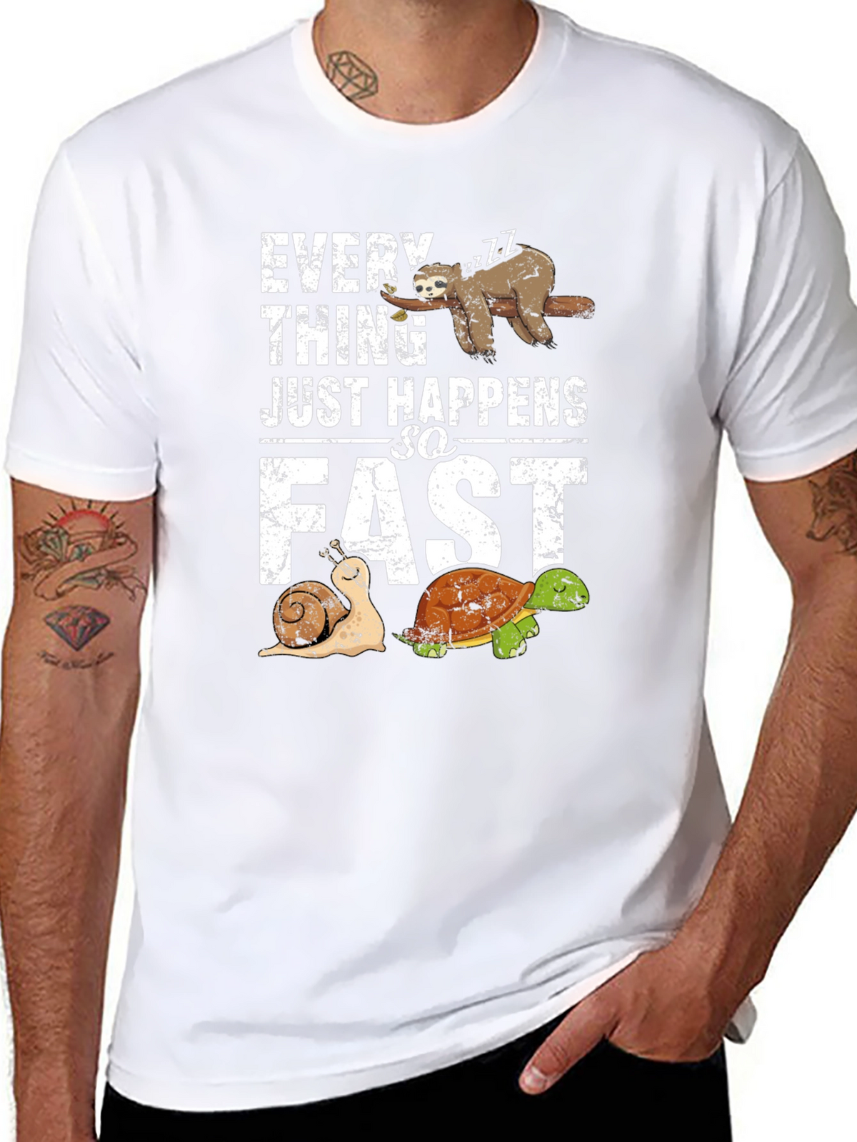 Funny Sloth Snail Turtle Graphic T-Shirt