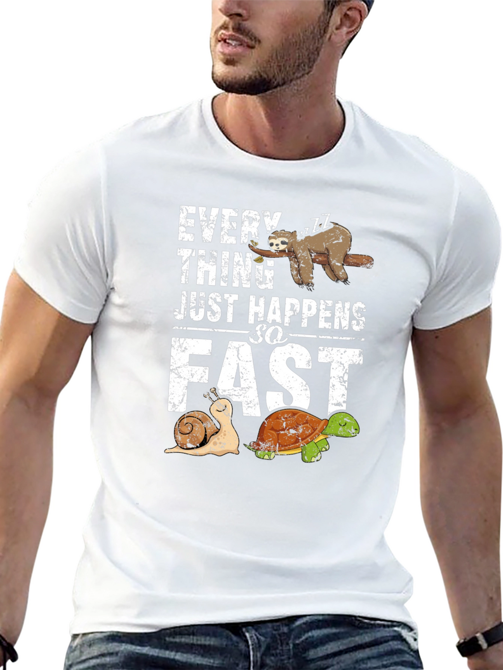 Funny Sloth Snail Turtle Graphic T-Shirt