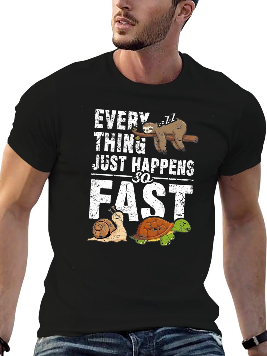 Funny Sloth Snail Turtle Graphic T-Shirt