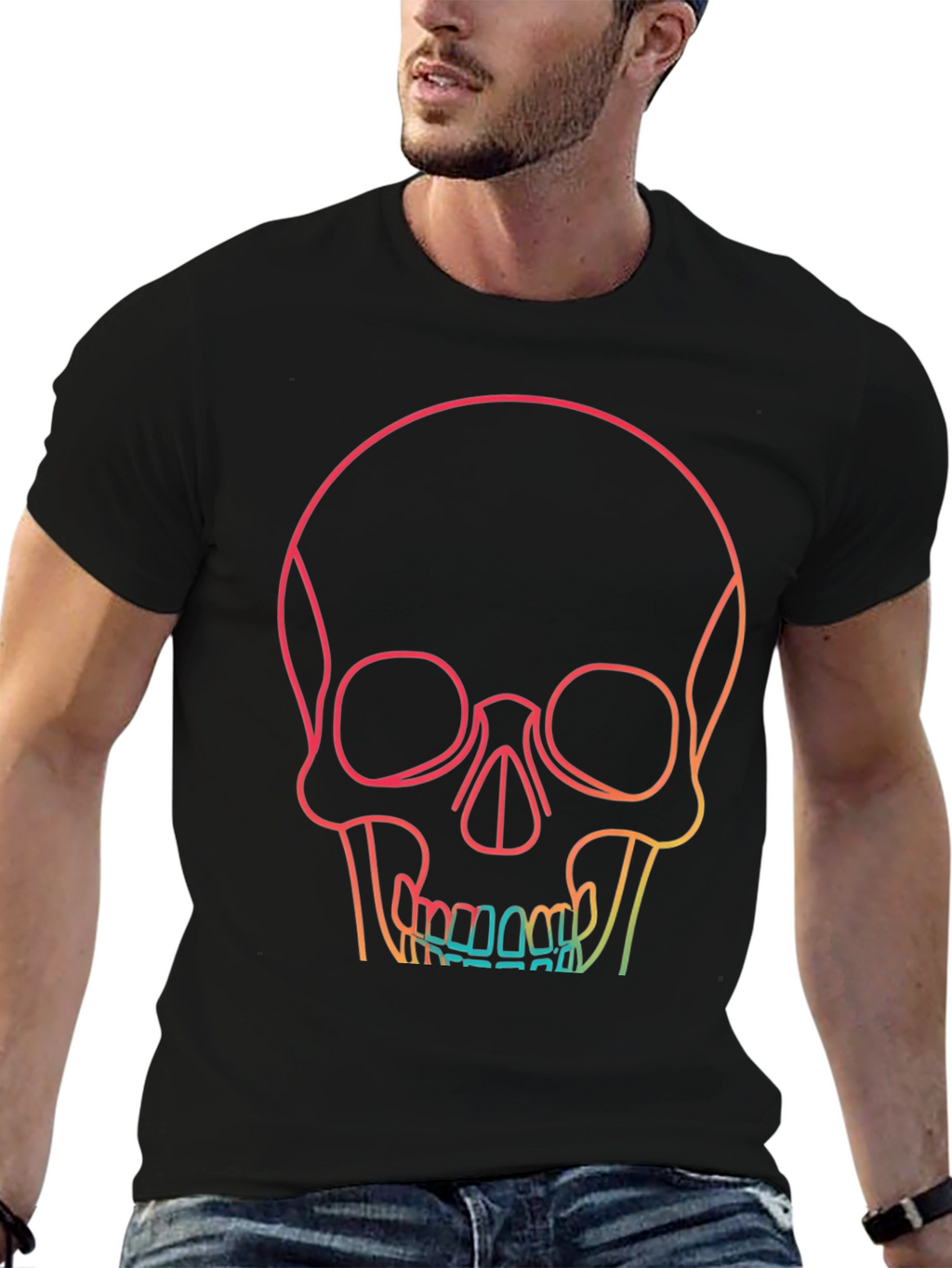 Gradient Skull Graphic Tee - Unique & Stylish Design