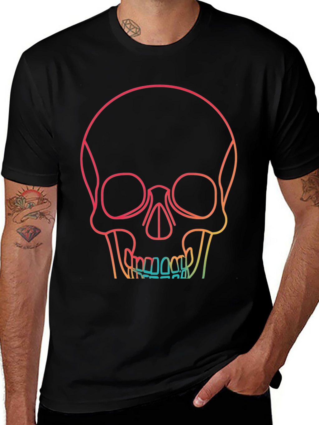 Gradient Skull Graphic Tee - Unique & Stylish Design
