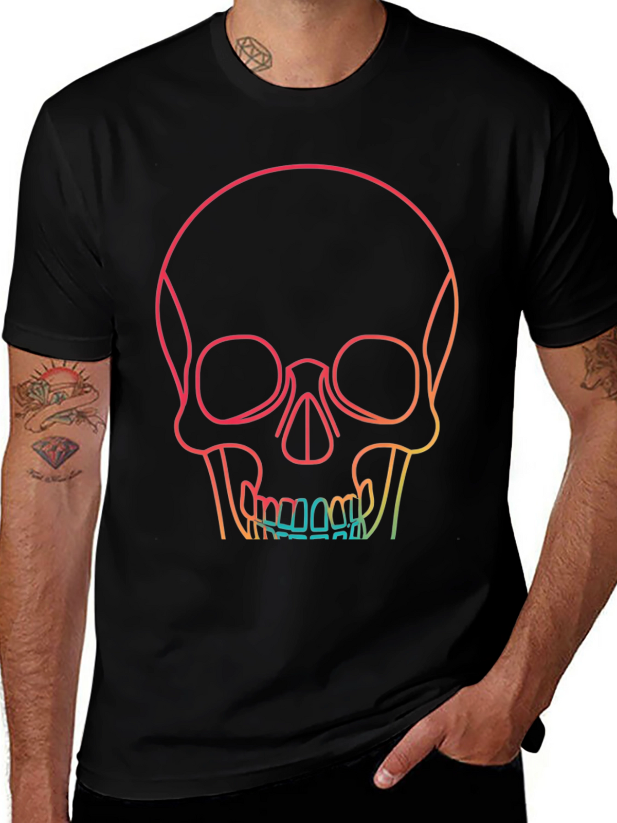 Gradient Skull Graphic Tee - Unique & Stylish Design