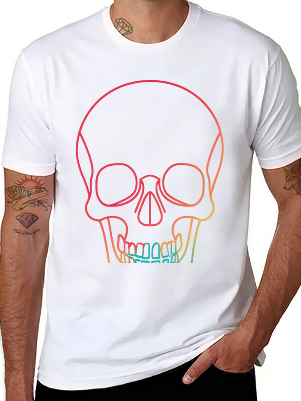 Gradient Skull Graphic Tee - Unique & Stylish Design