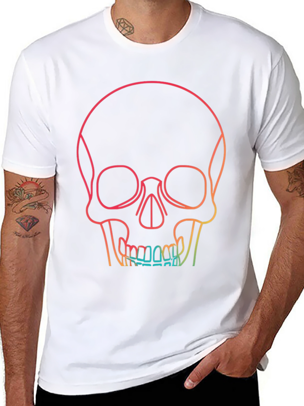 Gradient Skull Graphic Tee - Unique & Stylish Design