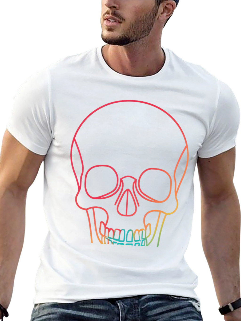 Gradient Skull Graphic Tee - Unique & Stylish Design