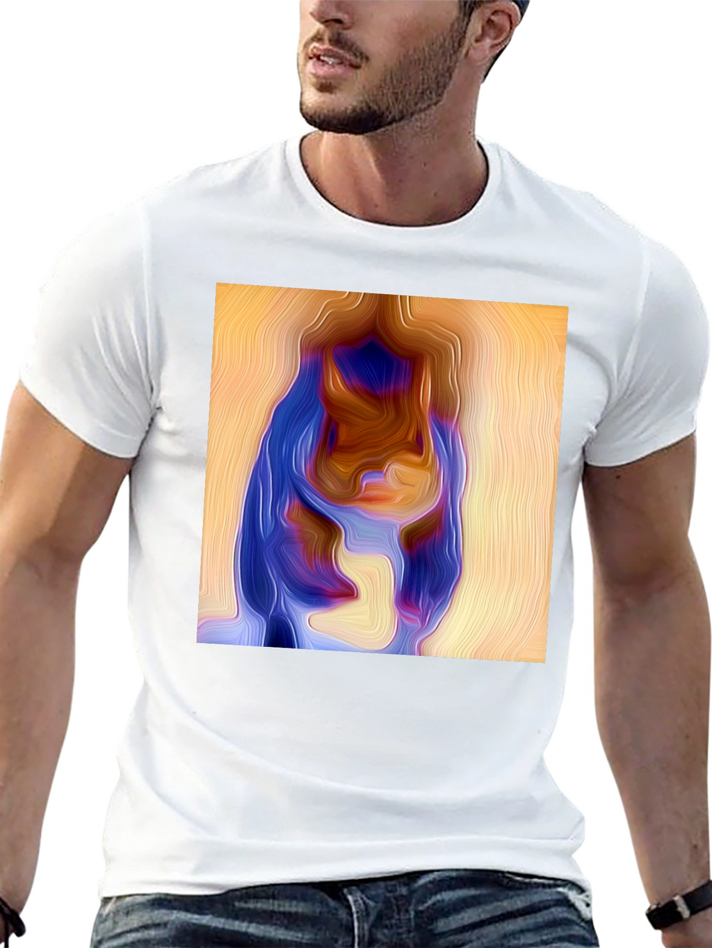 Abstract Portrait Graphic Print Black Tee