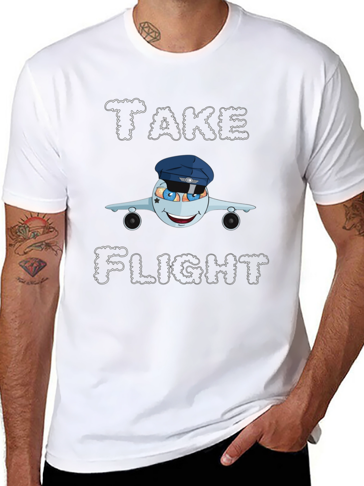 Take Flight Cartoon Airplane Graphic Tee