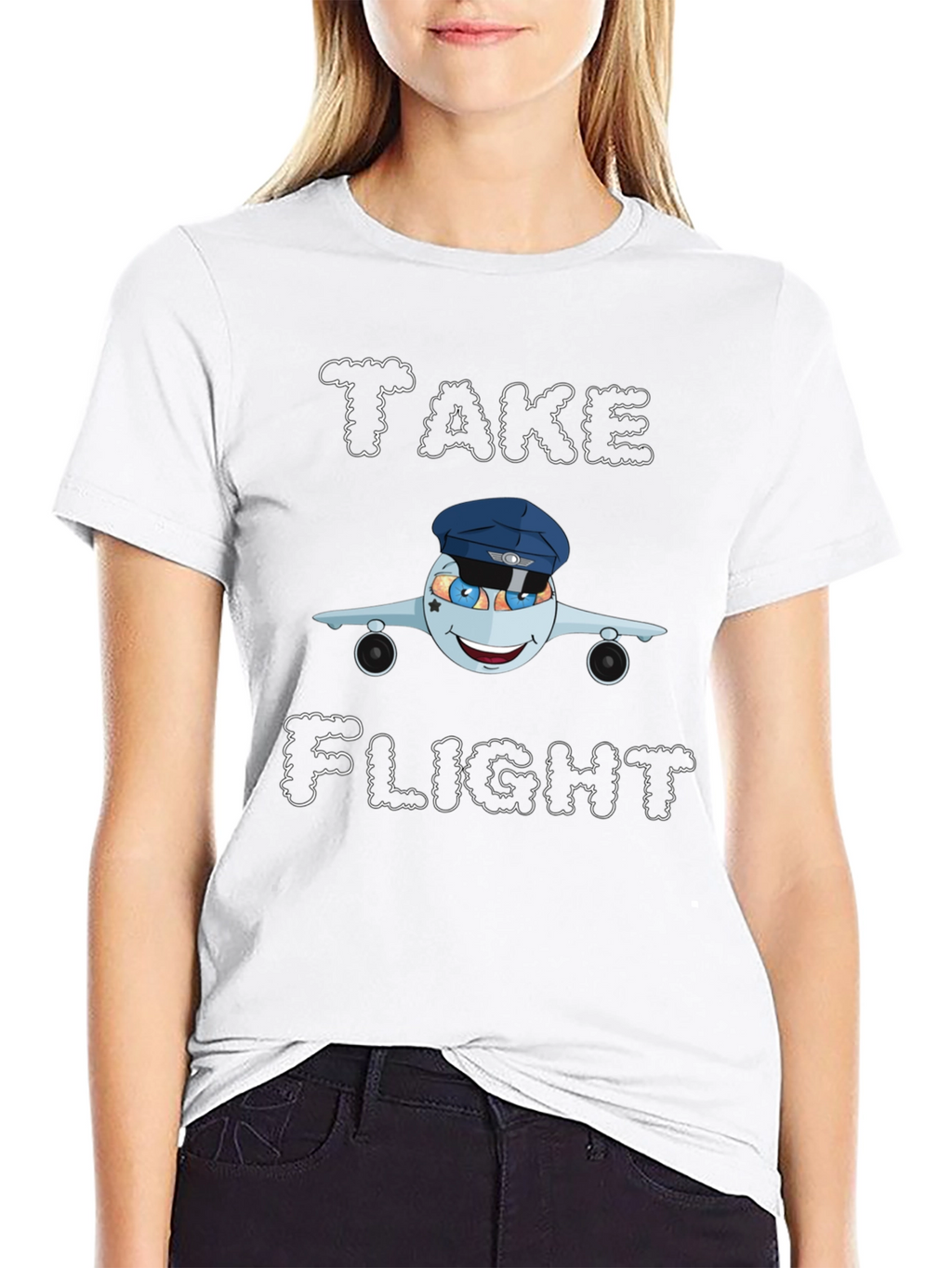Take Flight Cartoon Airplane Graphic Tee