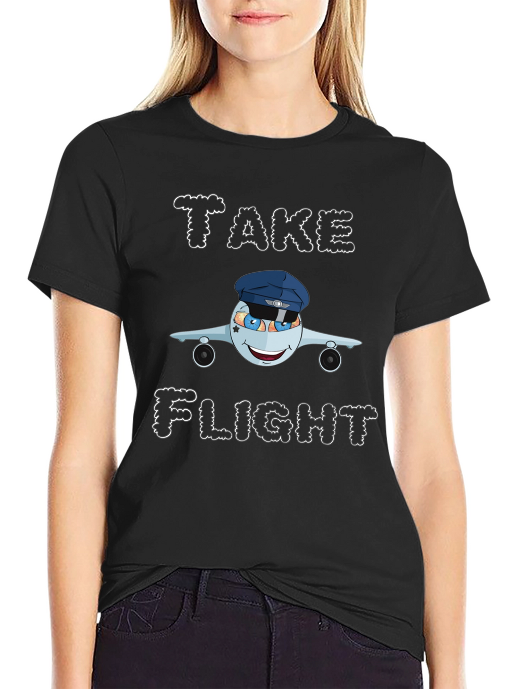 Take Flight Cartoon Airplane Graphic Tee