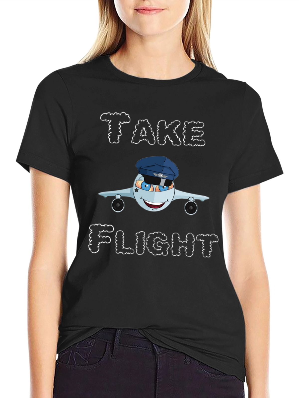 Take Flight Cartoon Airplane Graphic Tee