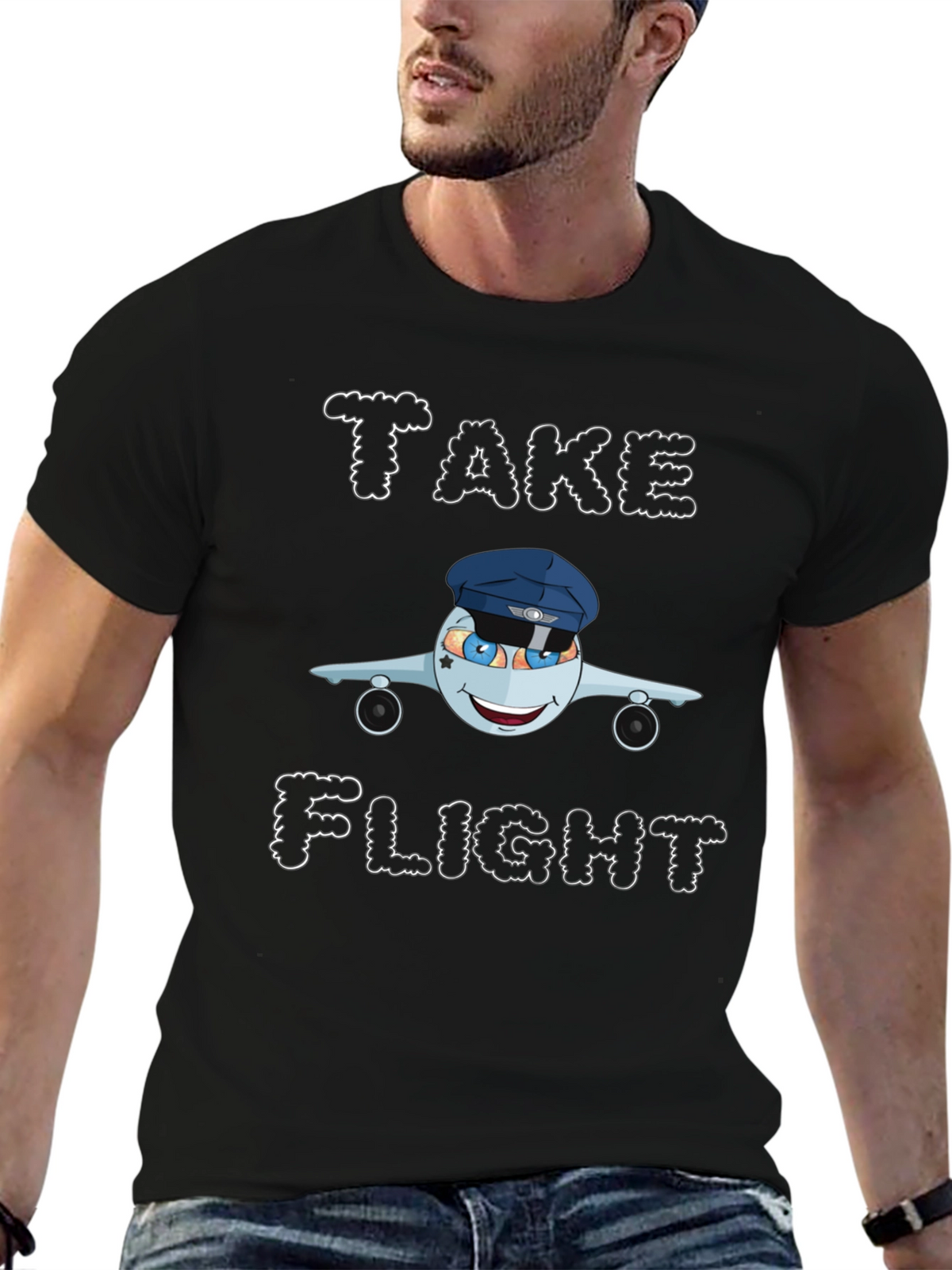 Take Flight Cartoon Airplane Graphic Tee