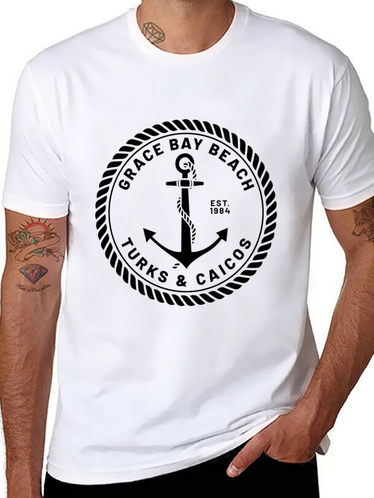 Grace Bay Beach Turks & Caicos Anchor T-Shirt