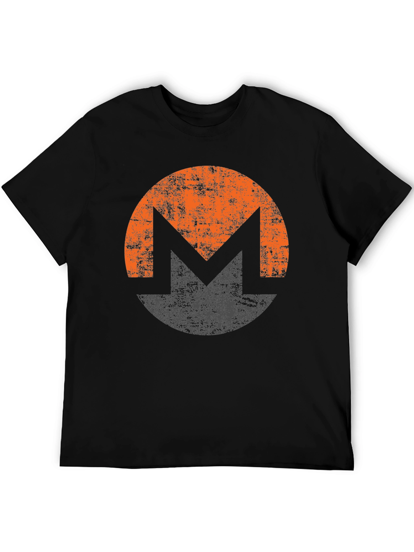 Monero XMR Crypto Distressed Logo Black T-Shirt