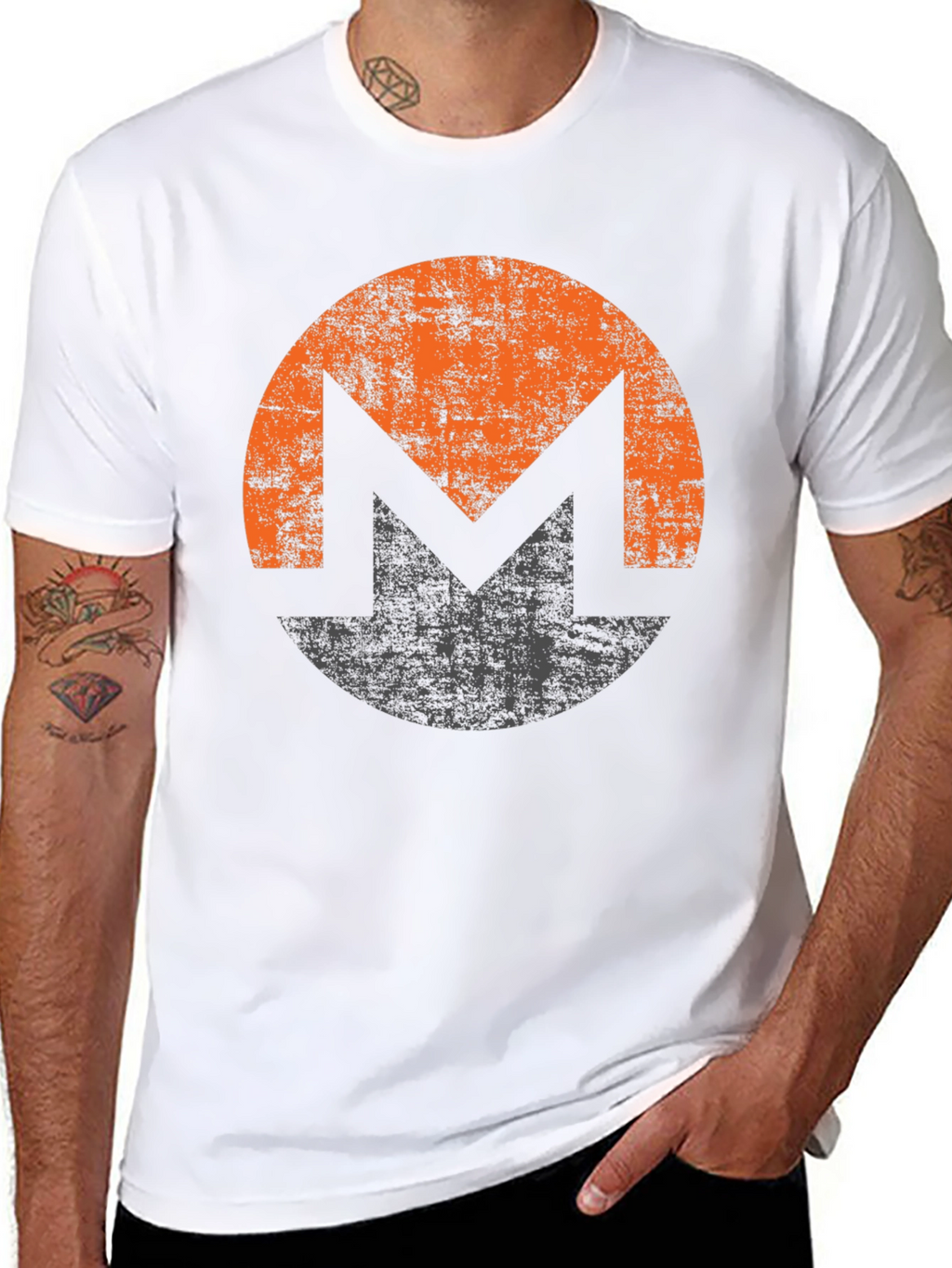 Monero XMR Crypto Distressed Logo Black T-Shirt