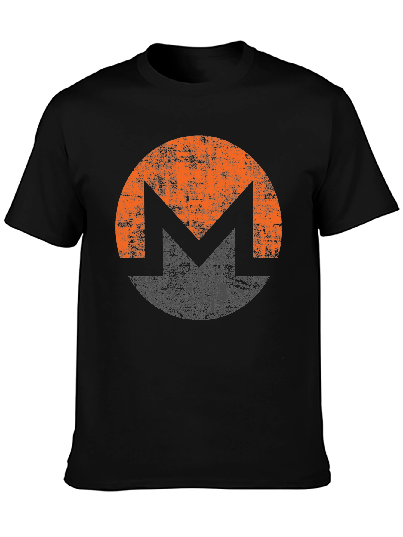 Monero XMR Crypto Distressed Logo Black T-Shirt