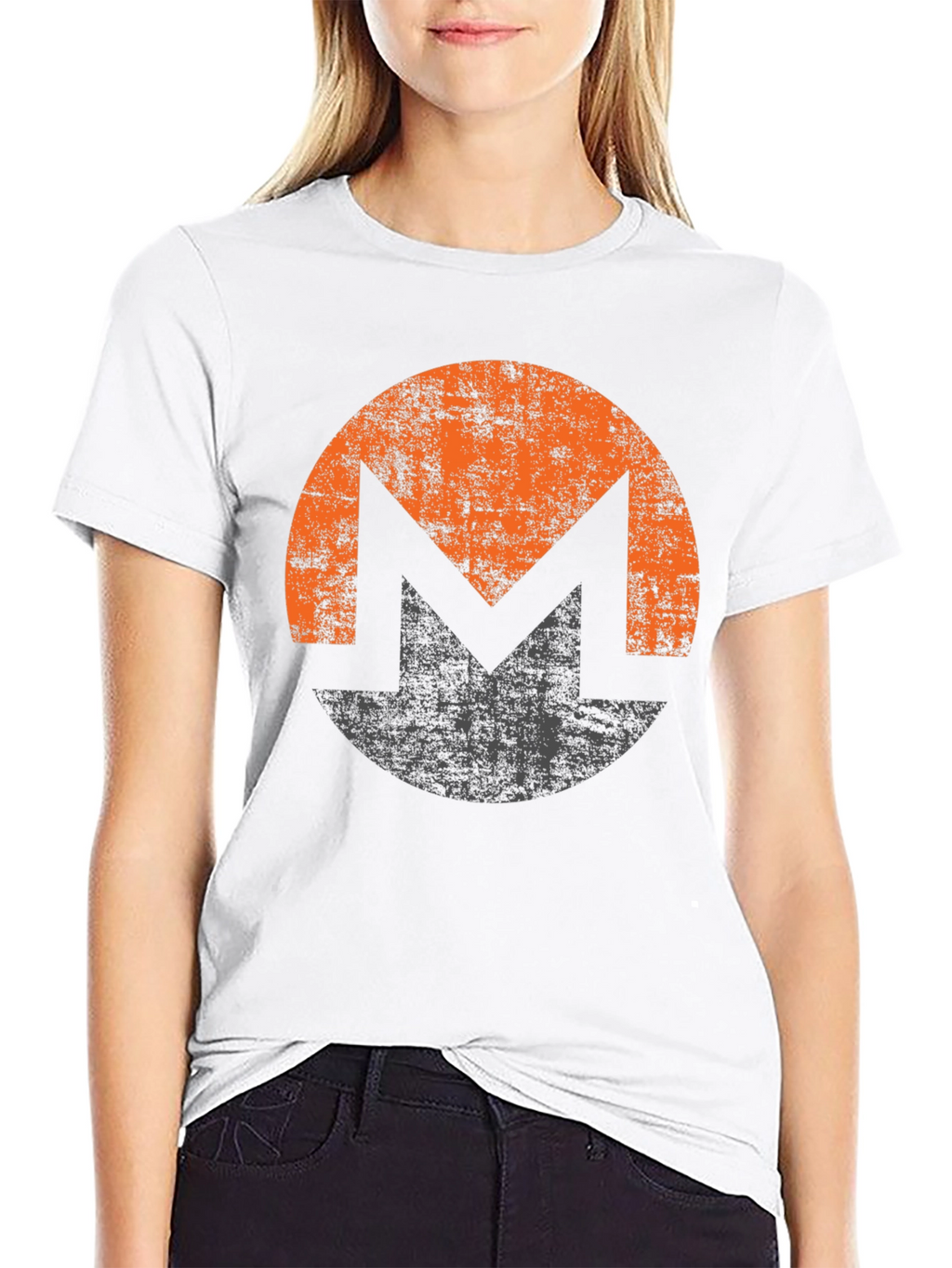 Monero XMR Crypto Distressed Logo Black T-Shirt