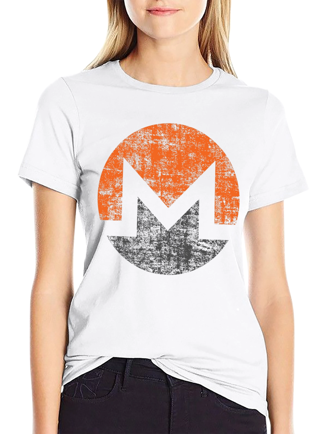 Monero XMR Crypto Distressed Logo Black T-Shirt