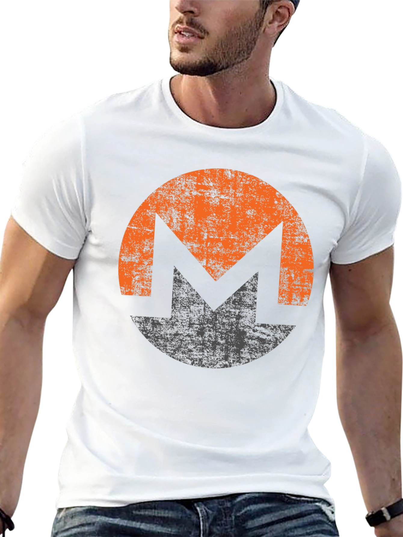 Monero XMR Crypto Distressed Logo Black T-Shirt