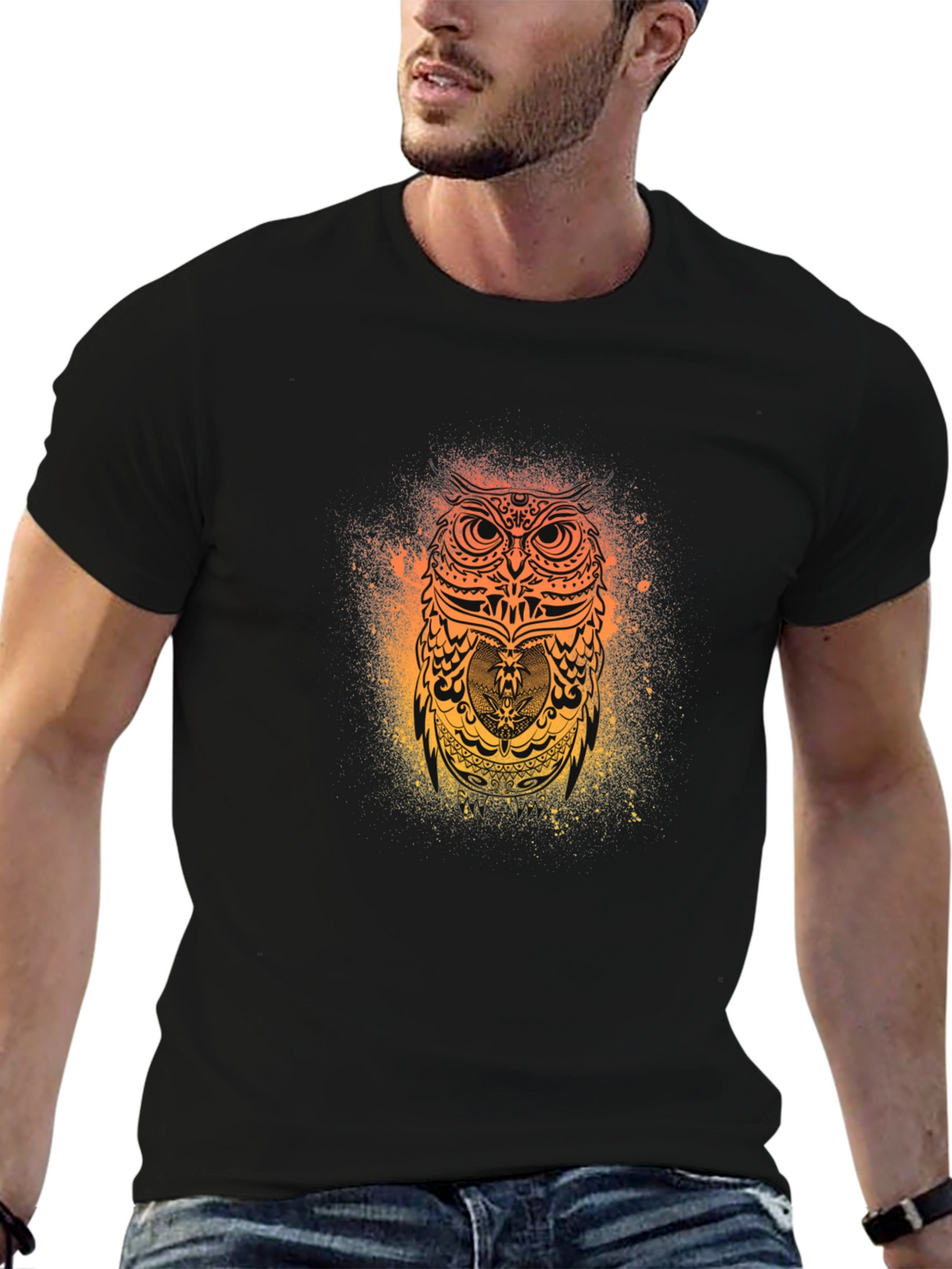 Mystic Owl Graphic Black T-Shirt