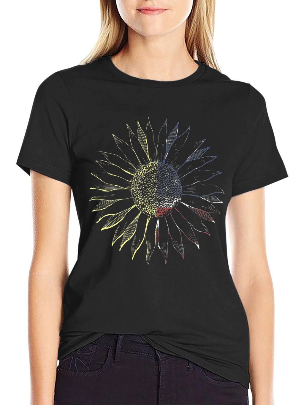 Sunflower Ukraine Flag Black Graphic Tee
