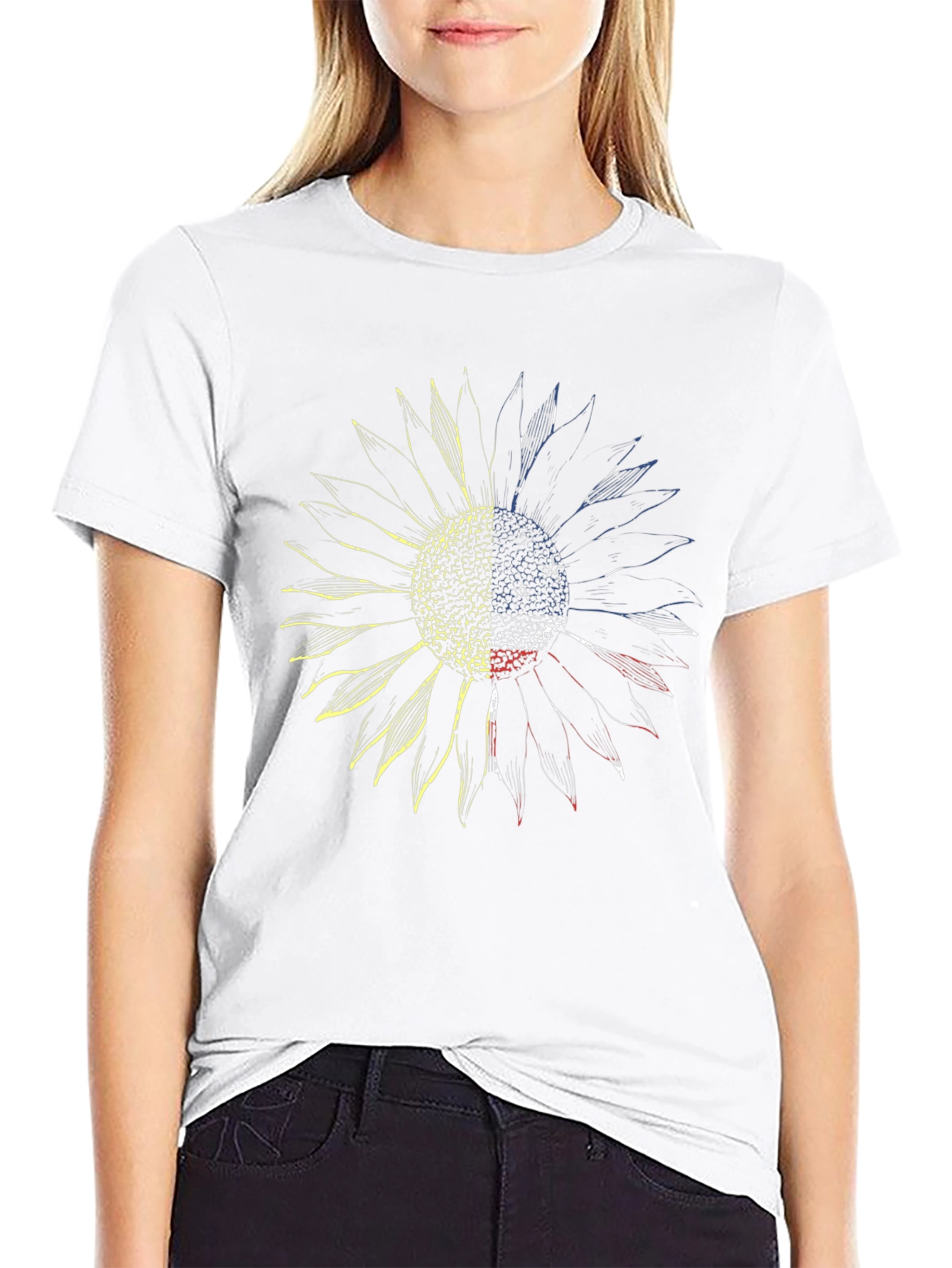 Sunflower Ukraine Flag Black Graphic Tee