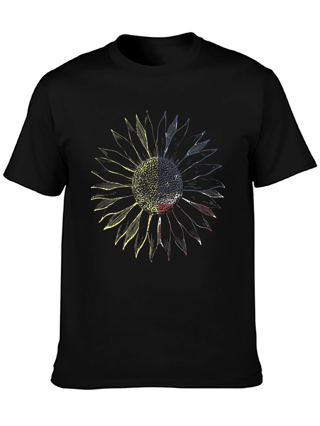 Sunflower Ukraine Flag Black Graphic Tee