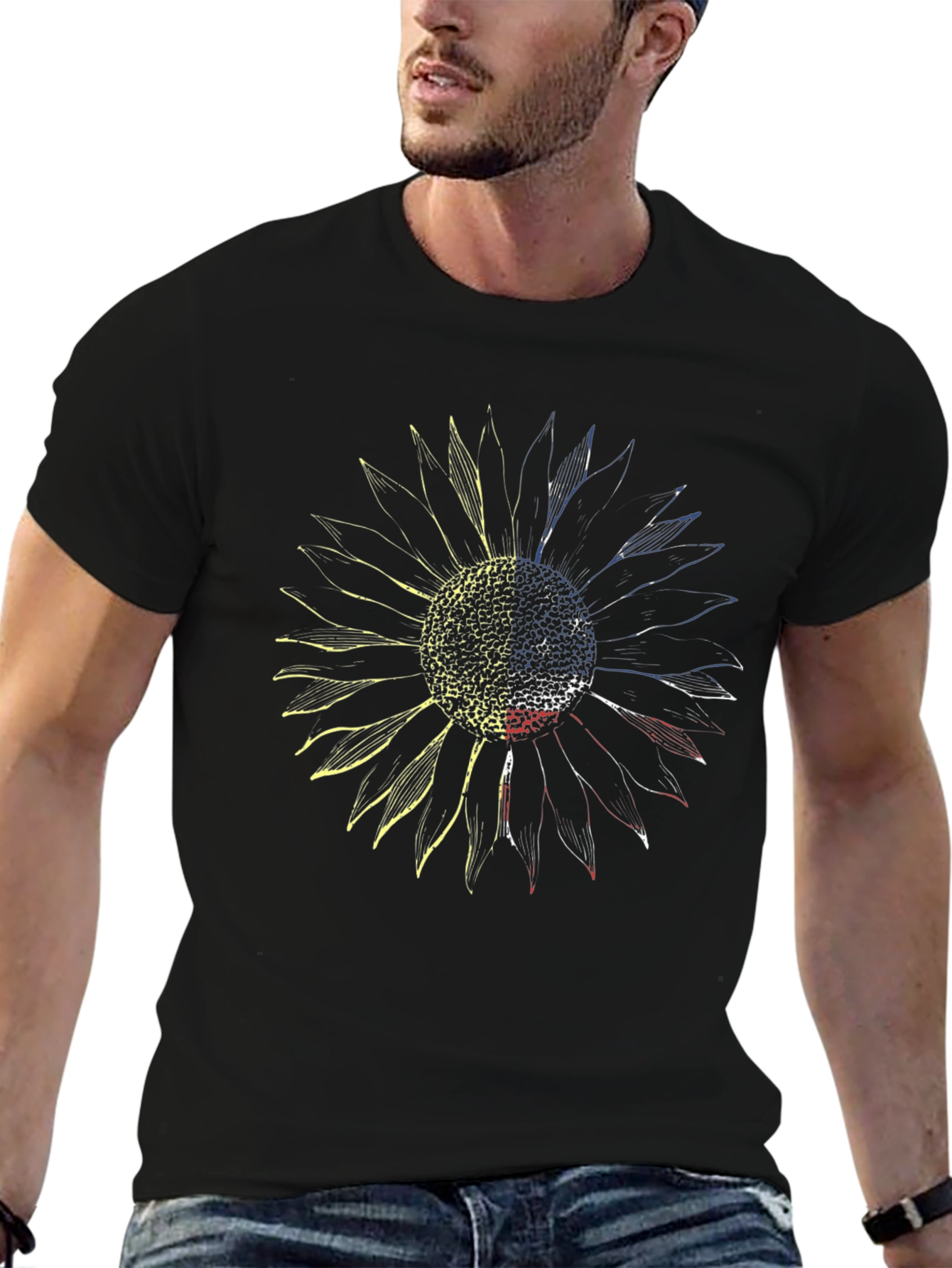 Sunflower Ukraine Flag Black Graphic Tee
