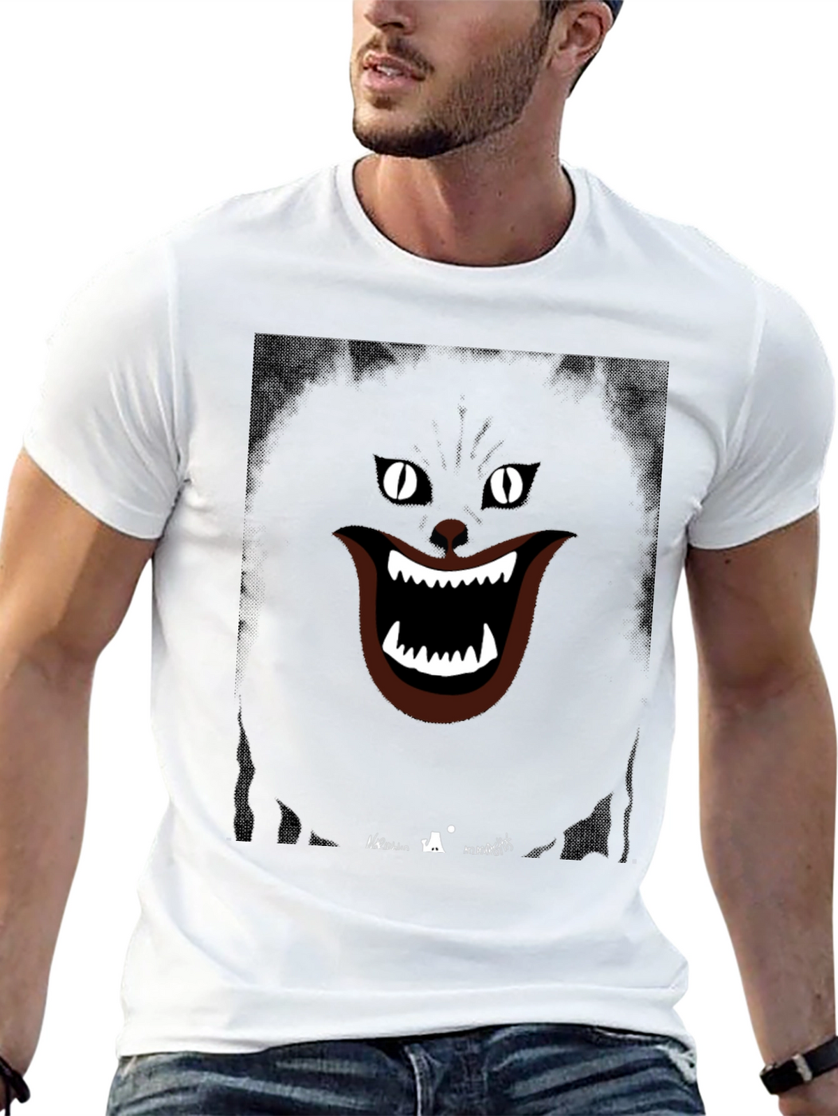 Grinning Cat Graphic Tee - Spooky Style