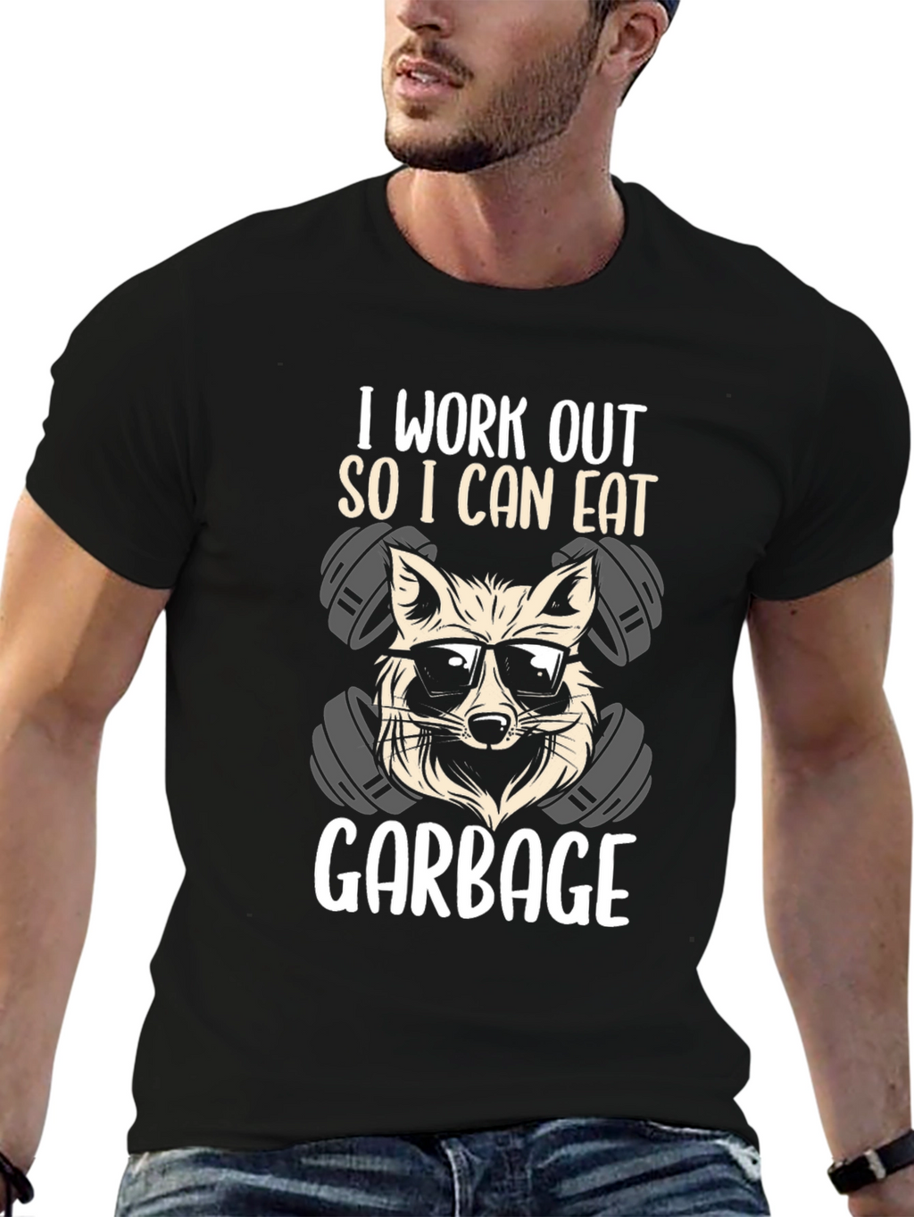 Workout Raccoon T-Shirt - Eat Garbage!