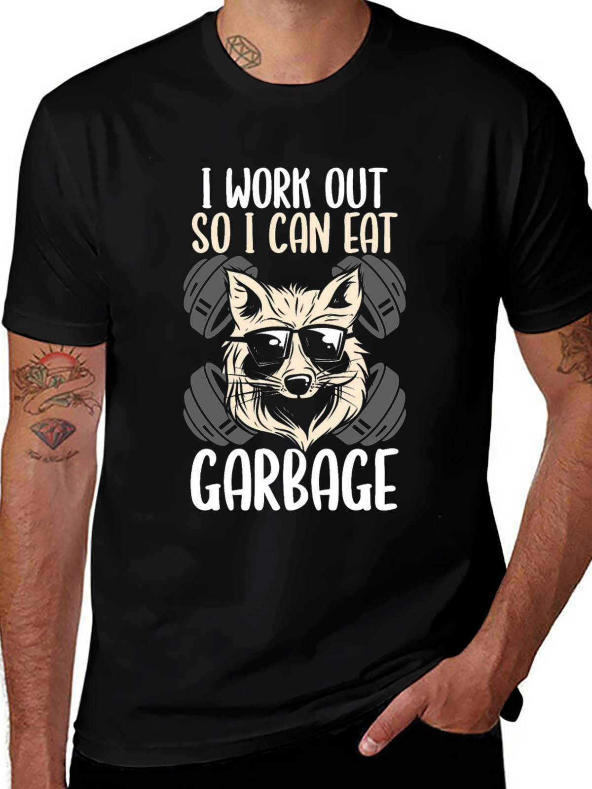 Workout Raccoon T-Shirt - Eat Garbage!