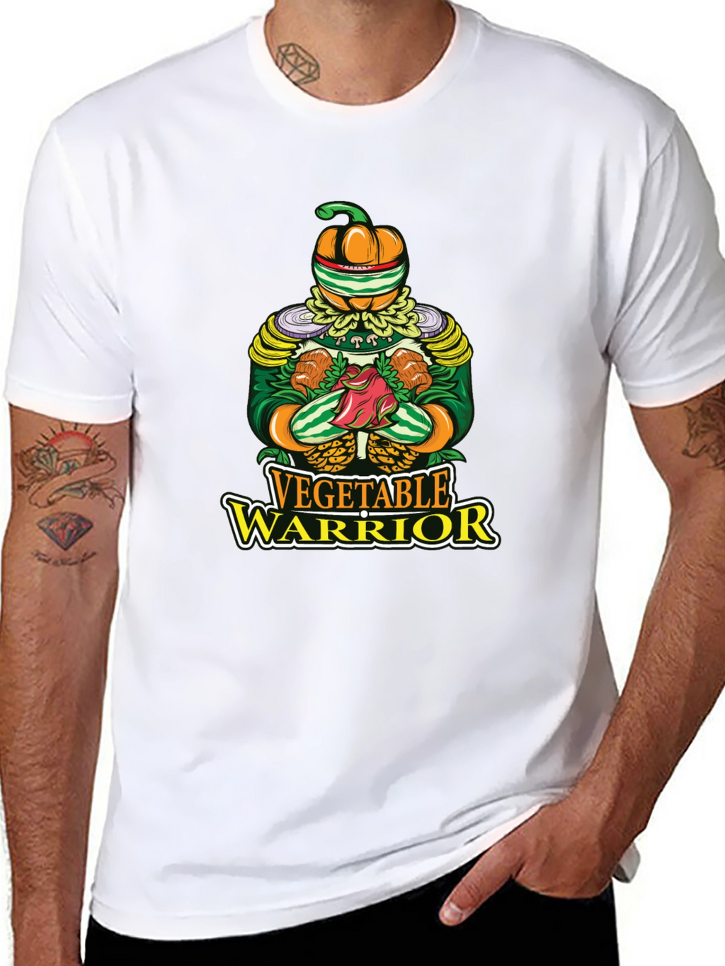 Vegetable Warrior Graphic T-Shirt - Unique Vegan Style