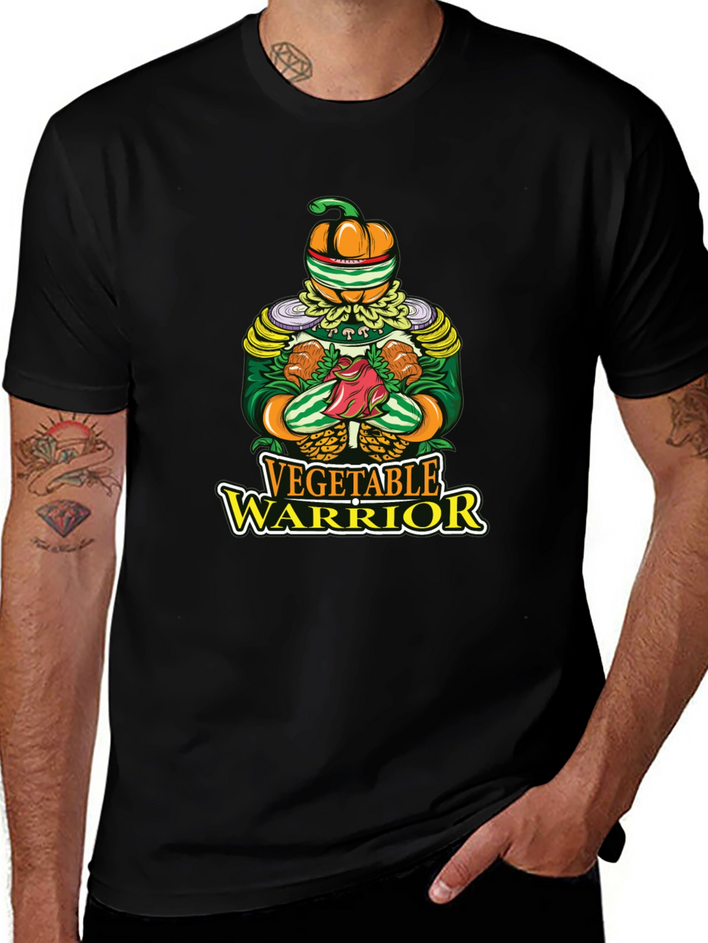 Vegetable Warrior Graphic T-Shirt - Unique Vegan Style