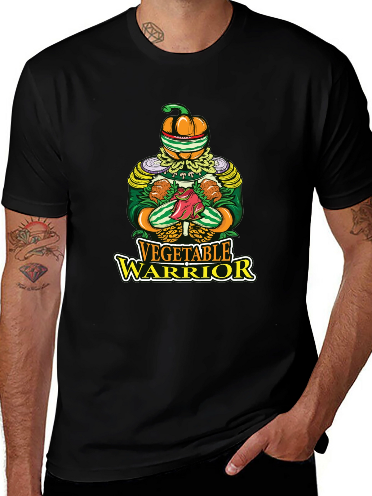 Vegetable Warrior Graphic T-Shirt - Unique Vegan Style
