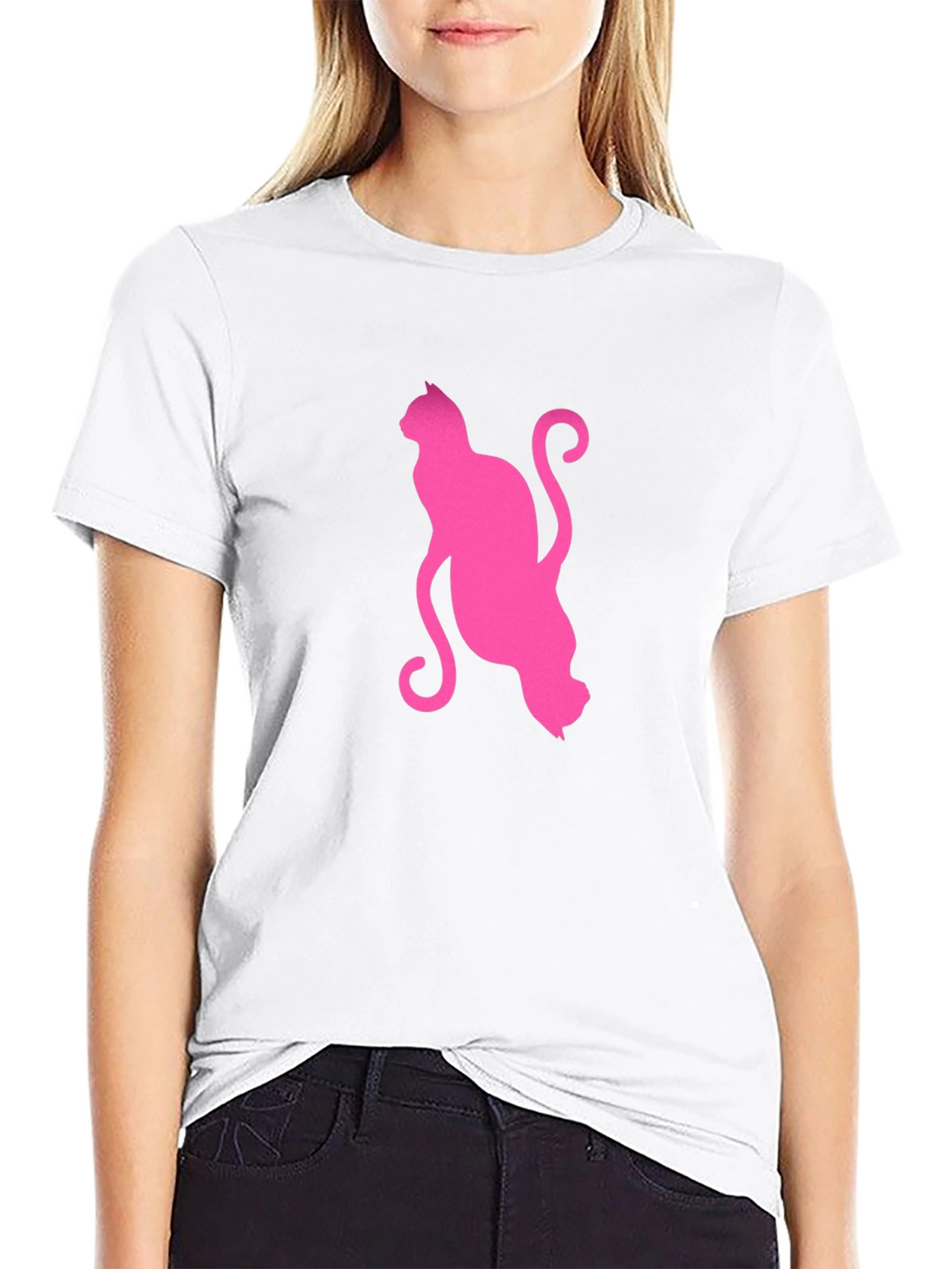Pink Cat Graphic T-Shirt