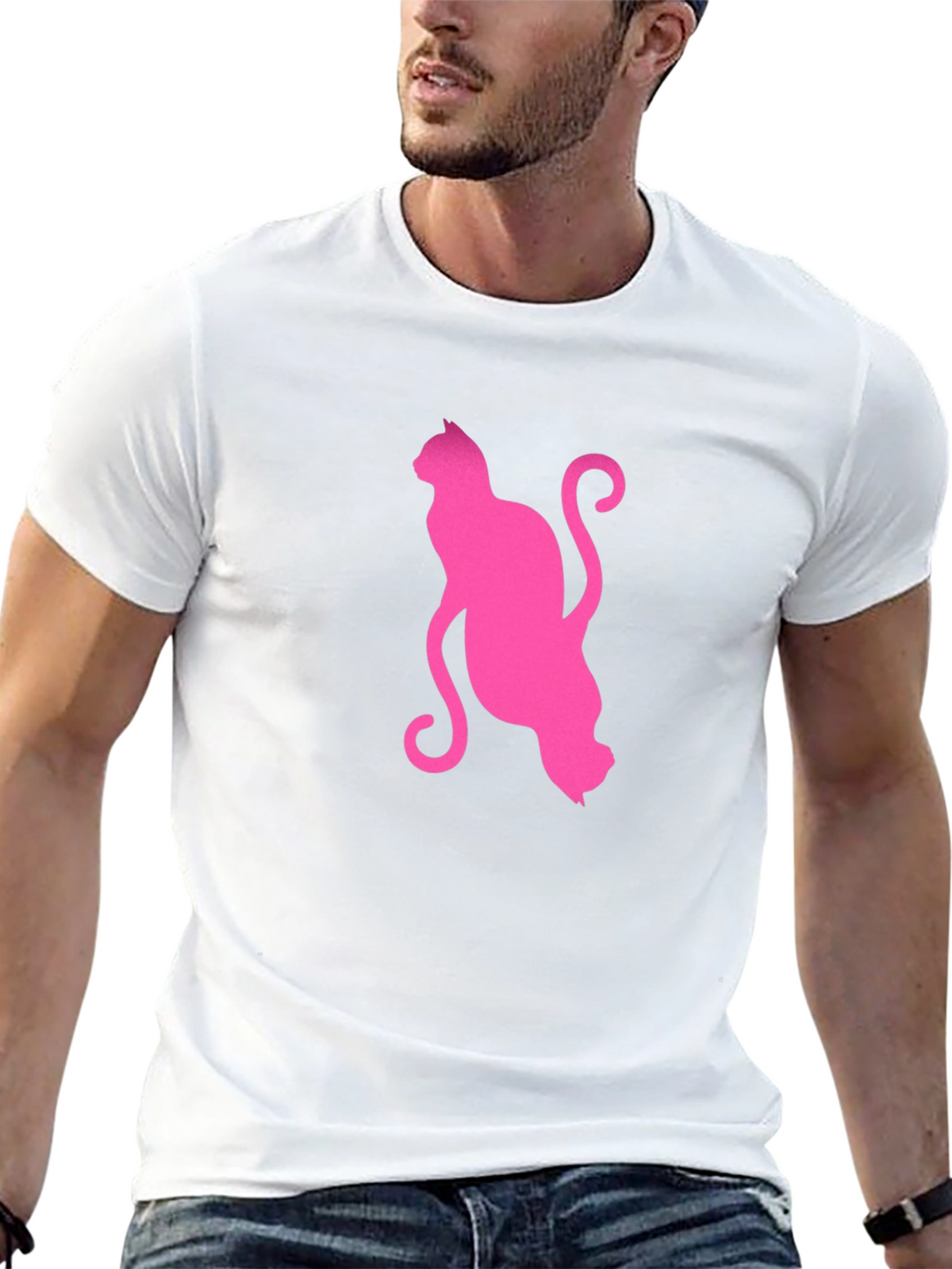 Pink Cat Graphic T-Shirt