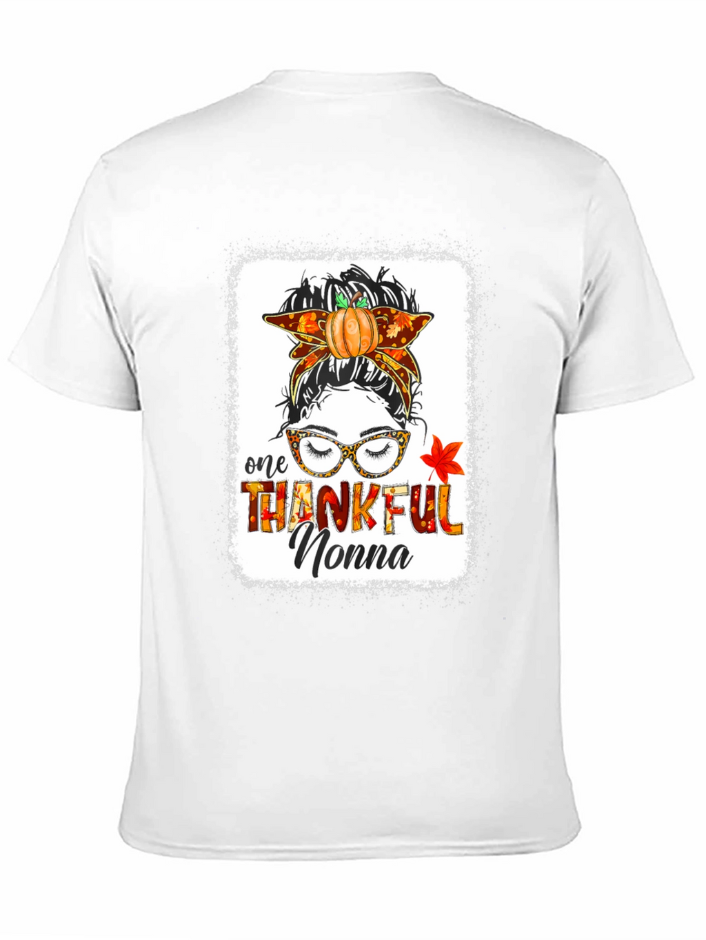 Thankful Nonna Messy Bun Thanksgiving T-Shirt
