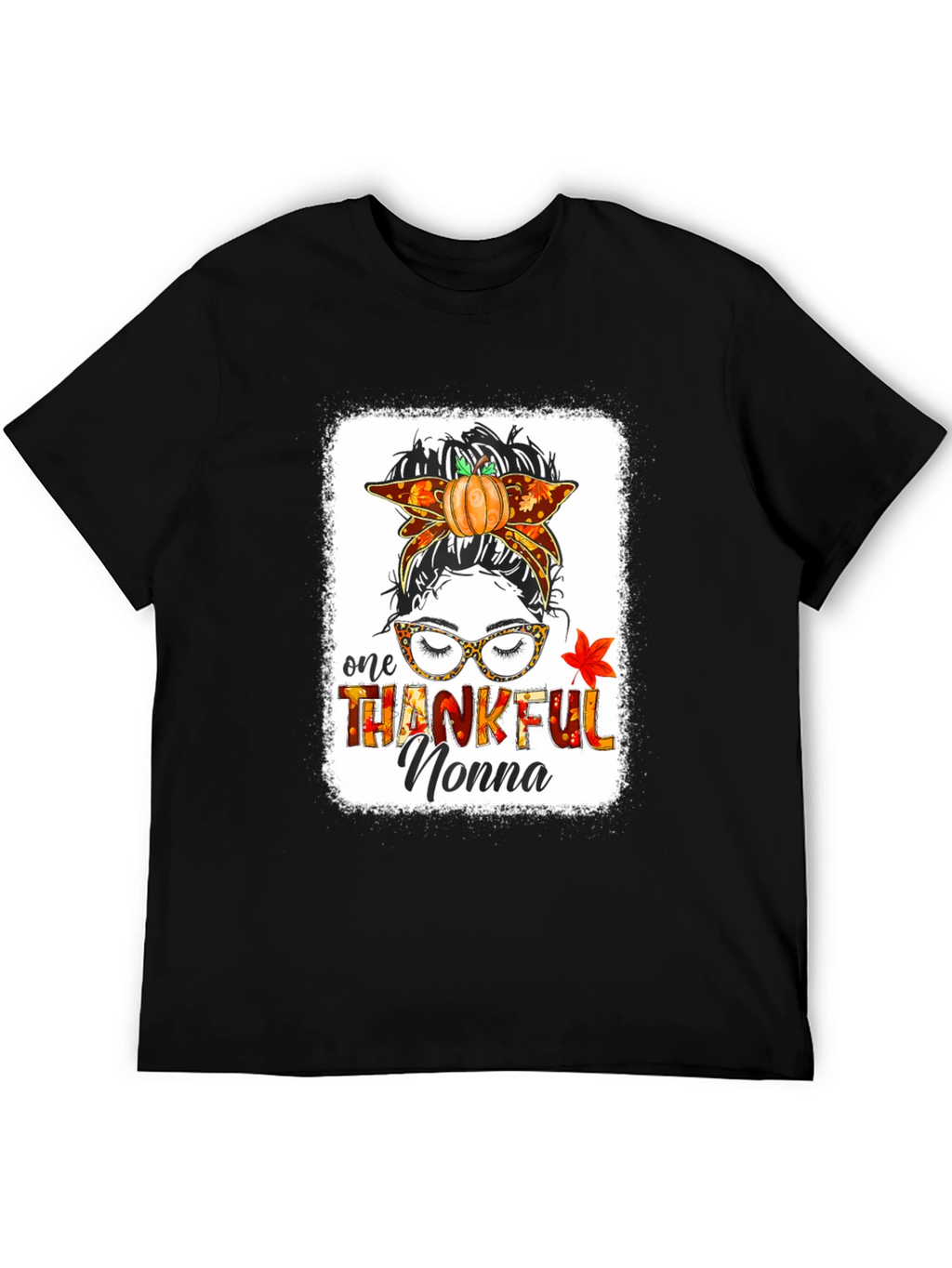 Thankful Nonna Messy Bun Thanksgiving T-Shirt