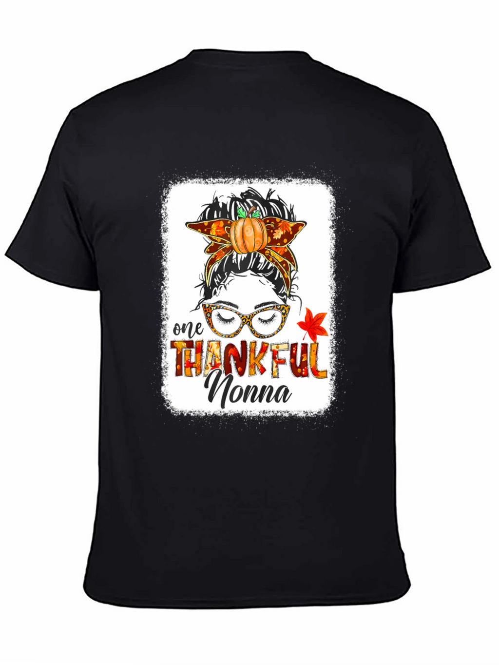 Thankful Nonna Messy Bun Thanksgiving T-Shirt