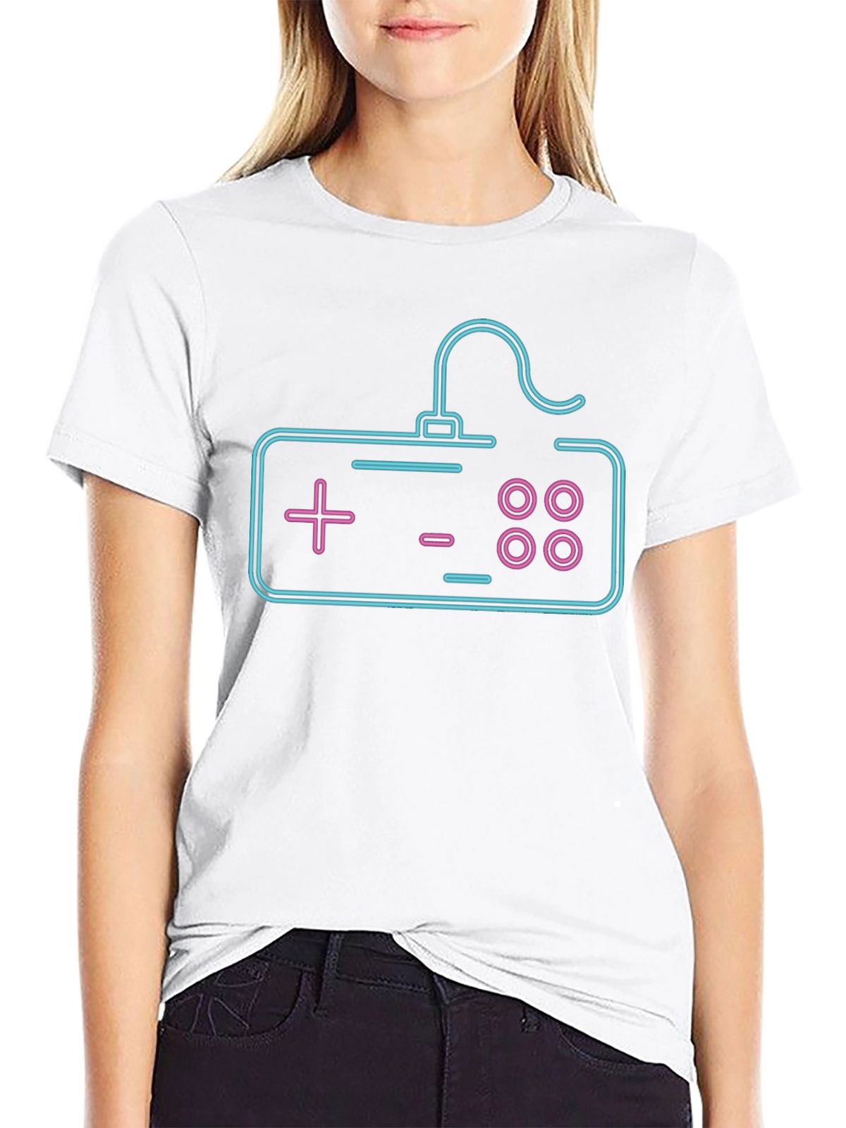 Neon Game Controller Graphic Tee - Black