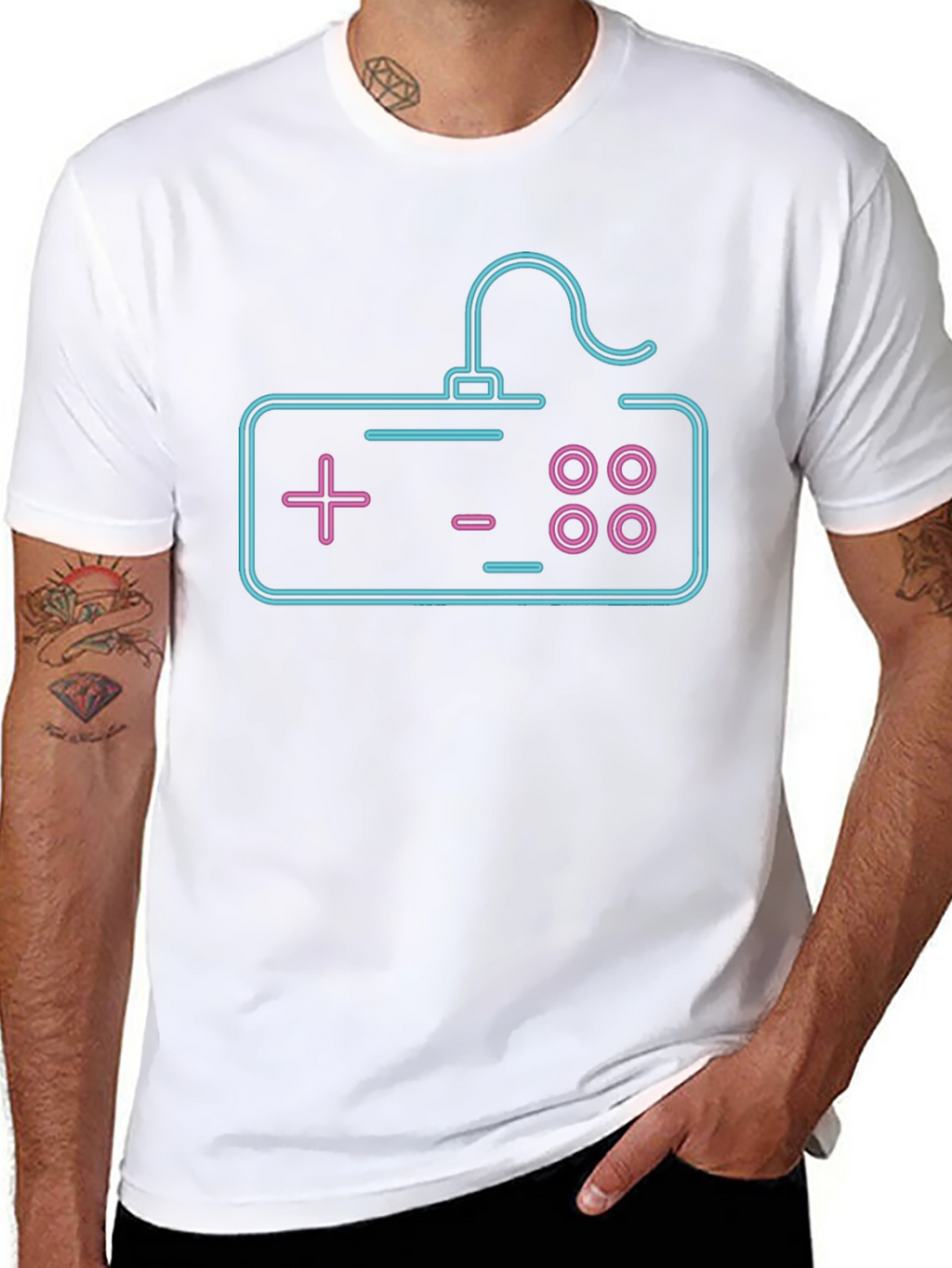 Neon Game Controller Graphic Tee - Black