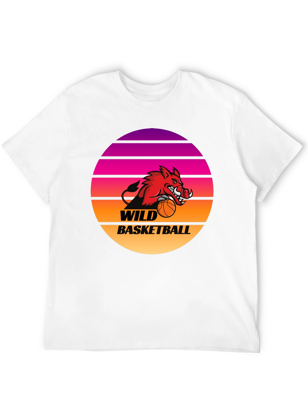 Wild Basketball Graphic Tee - Retro Sunset Hog