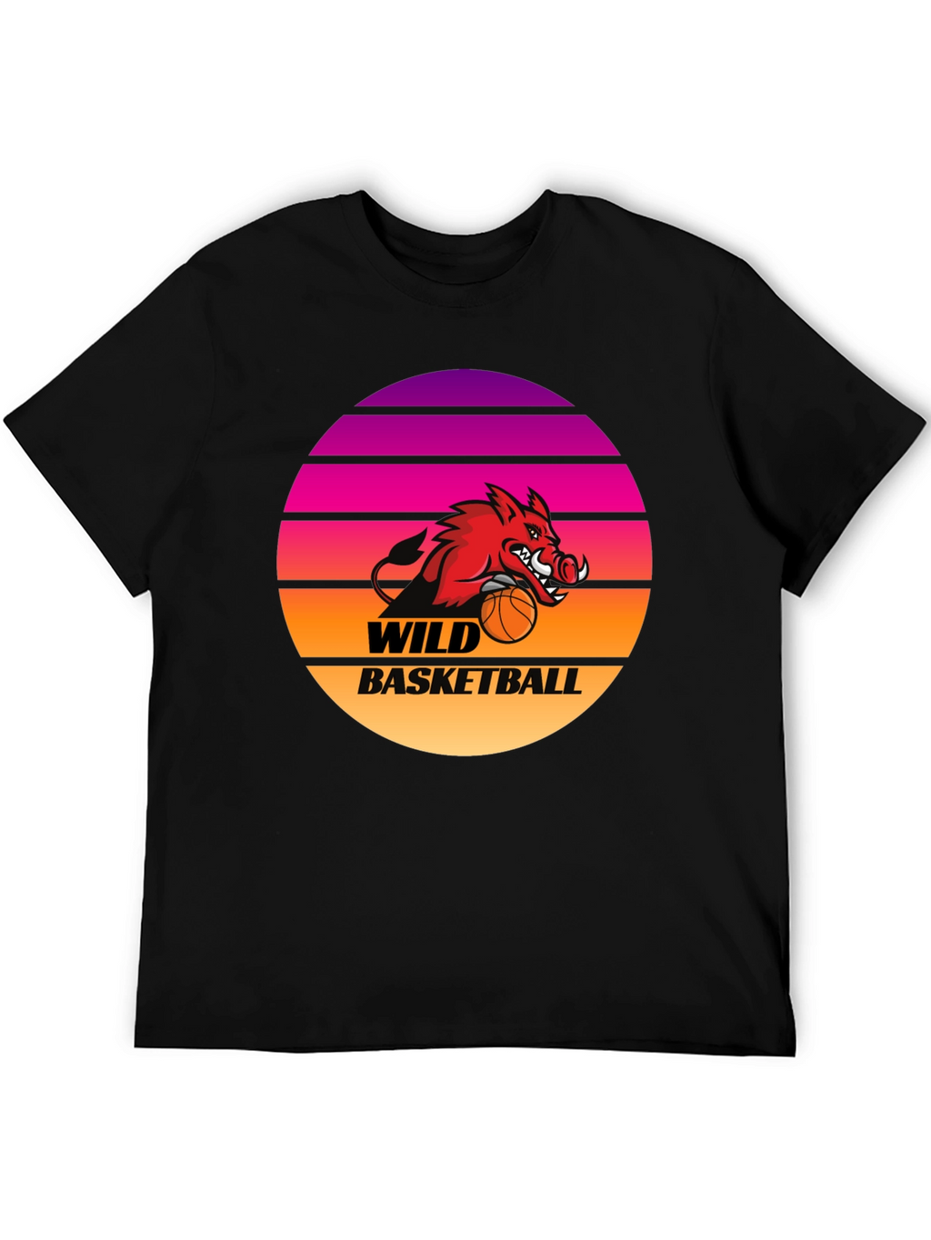 Wild Basketball Graphic Tee - Retro Sunset Hog