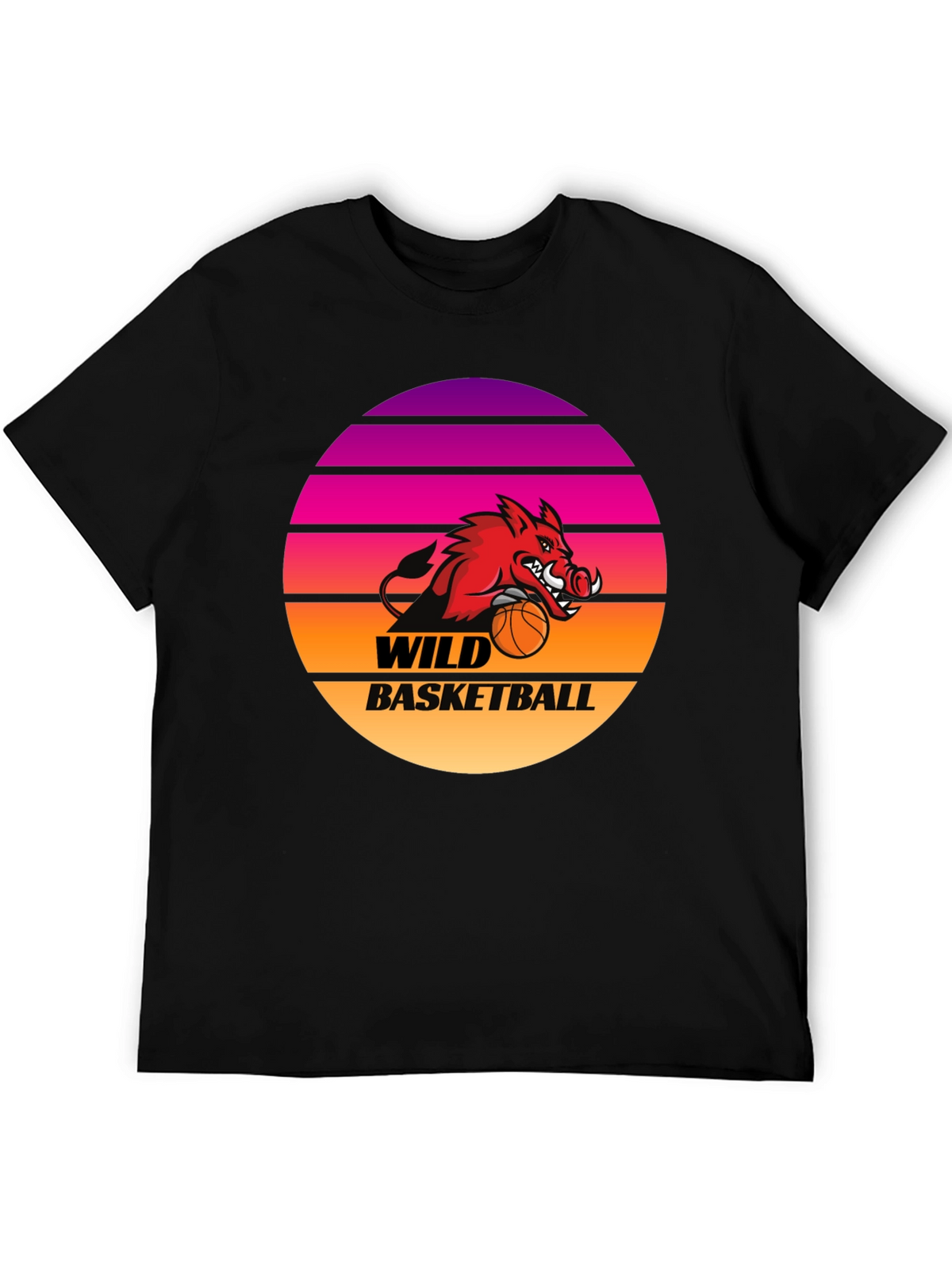 Wild Basketball Graphic Tee - Retro Sunset Hog