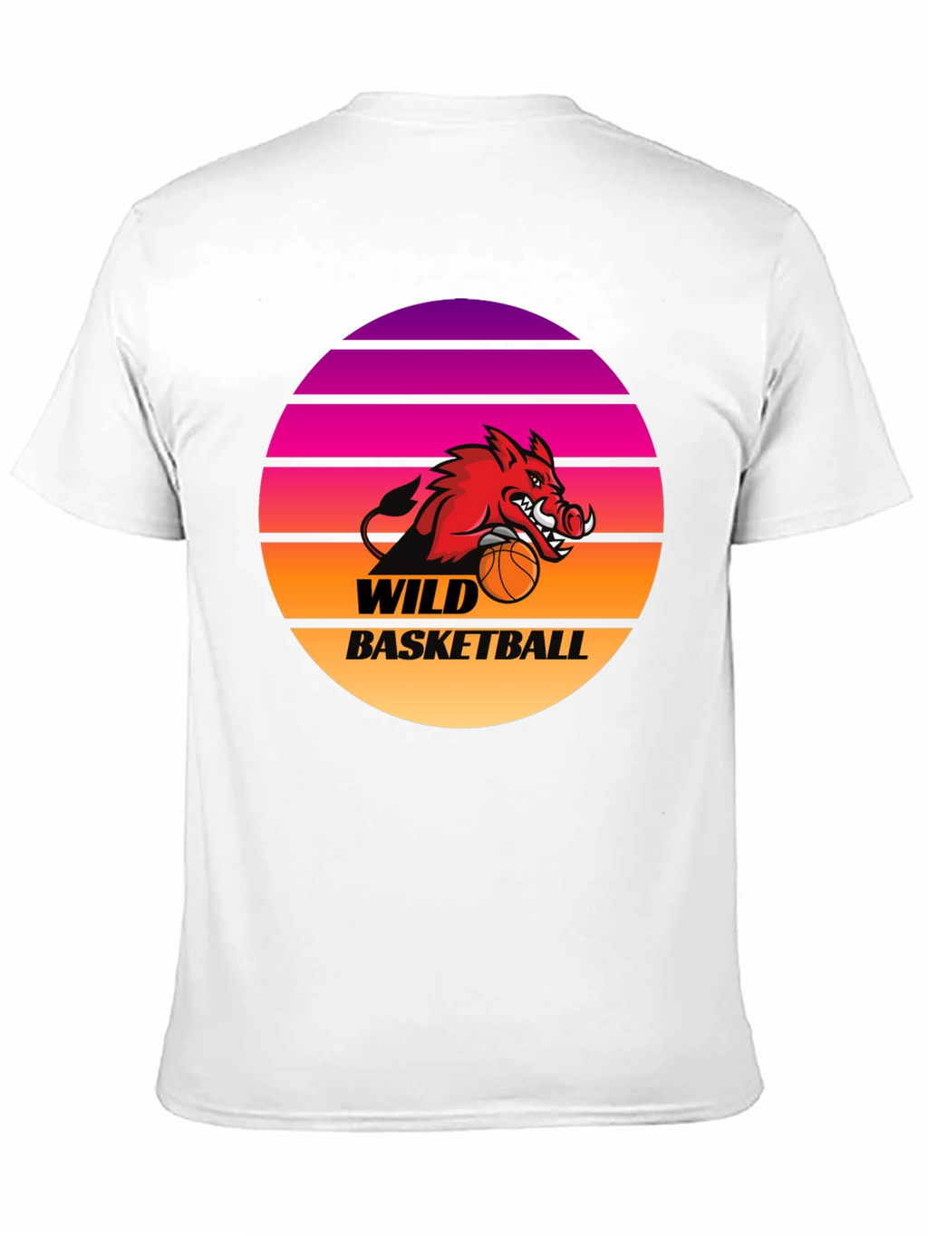 Wild Basketball Graphic Tee - Retro Sunset Hog