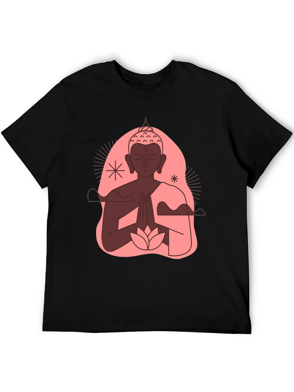 Buddha Graphic Black T-Shirt - Peaceful Lotus Design