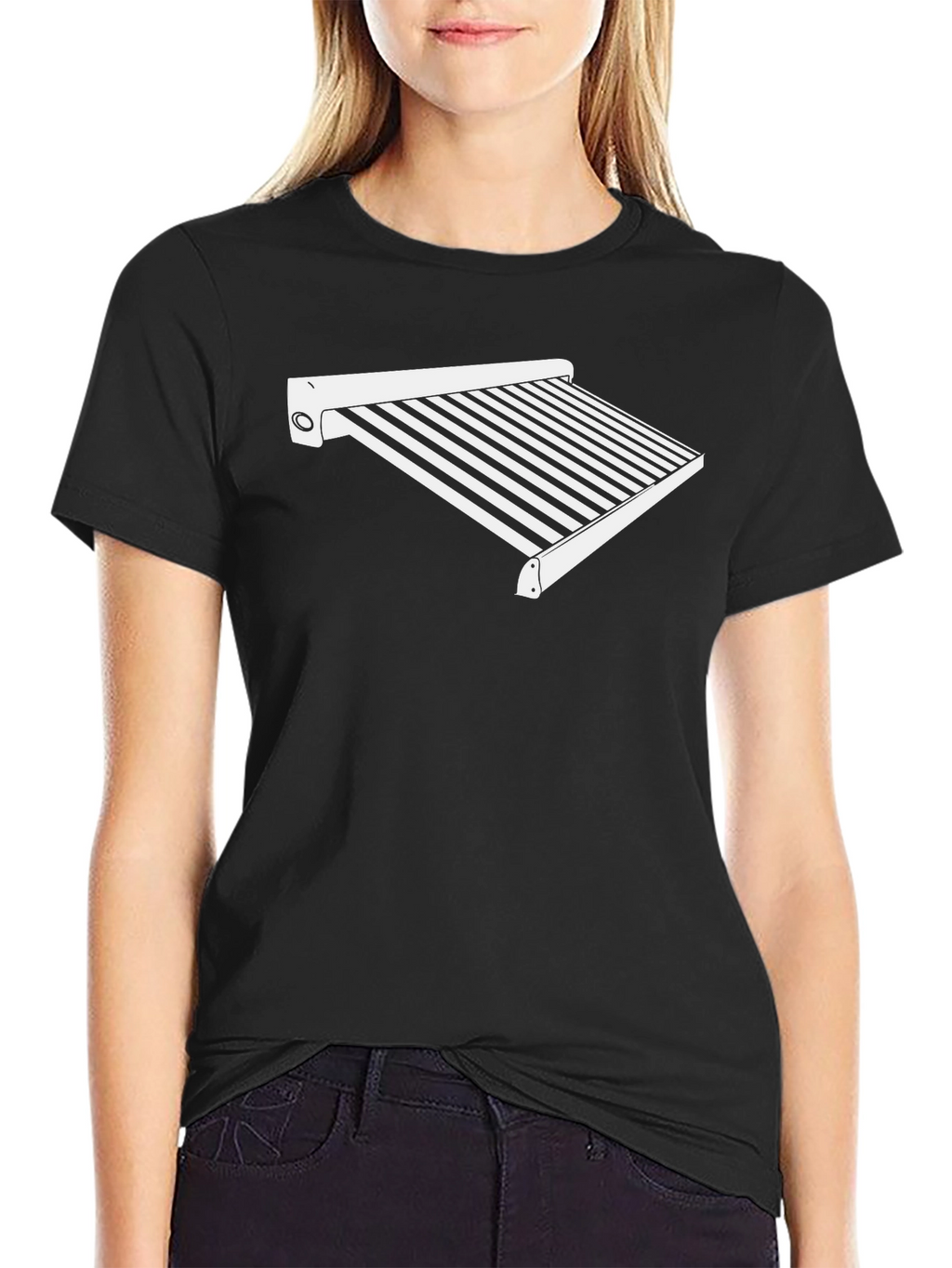 Striped Awning Graphic Tee - Black